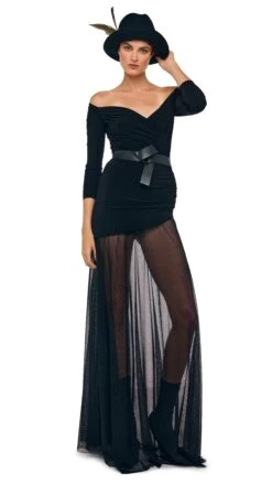 OFF SHOULDER SWEETHEART COMBO FLARED GOWN 10 OFF SHOULDER SWEETHEART COMBO FLARED GOWN -Norma Kamali 1 29 25f25nk03547