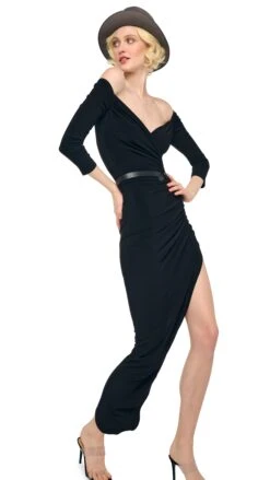 OFF SHOULDER SIDE DRAPE GOWN -Norma Kamali 1 29 25f25nk03925