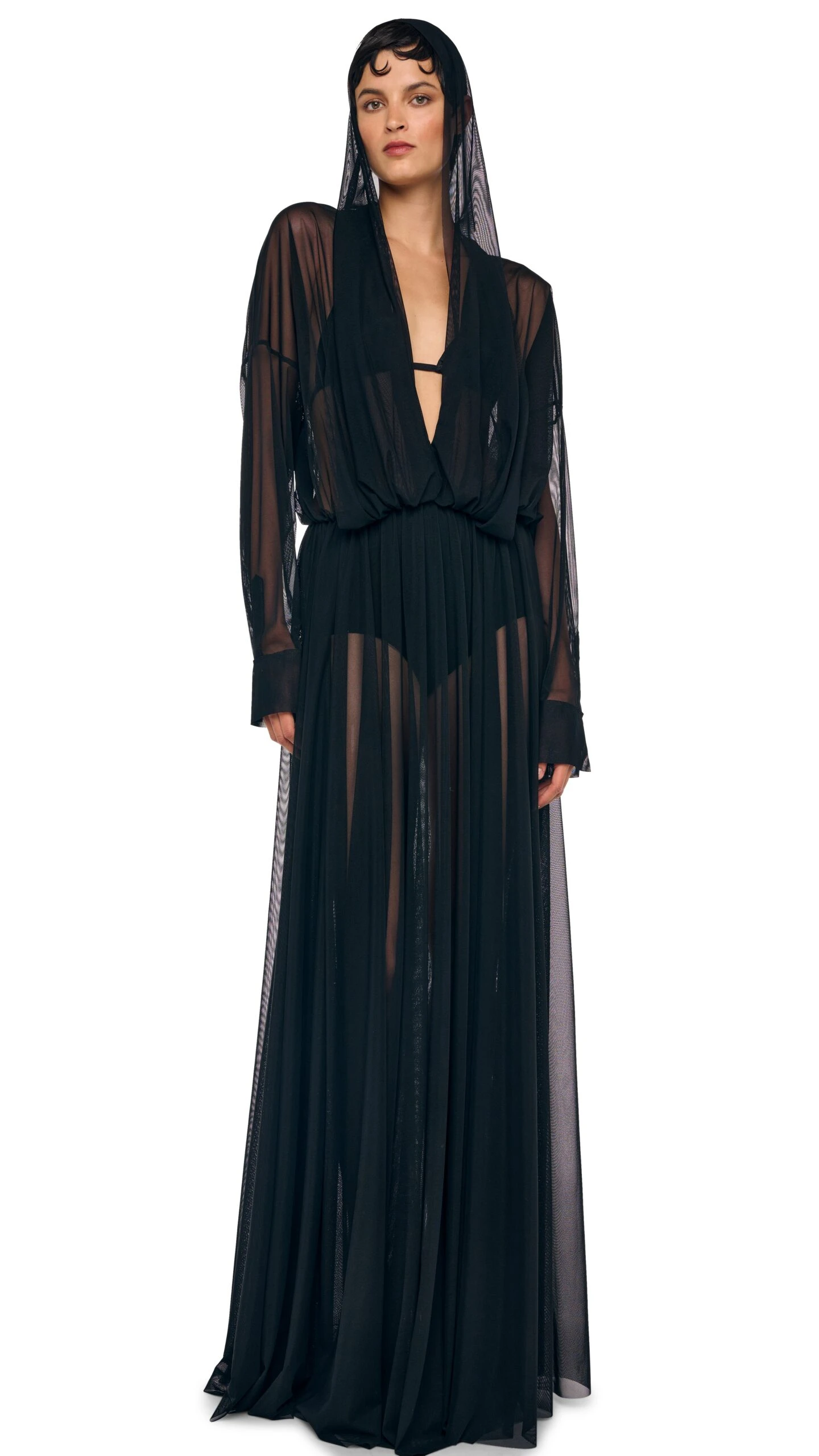 HOODED SUPER OS BF NK SHIRT FLARED GOWN 1 HOODED SUPER OS BF NK SHIRT FLARED GOWN