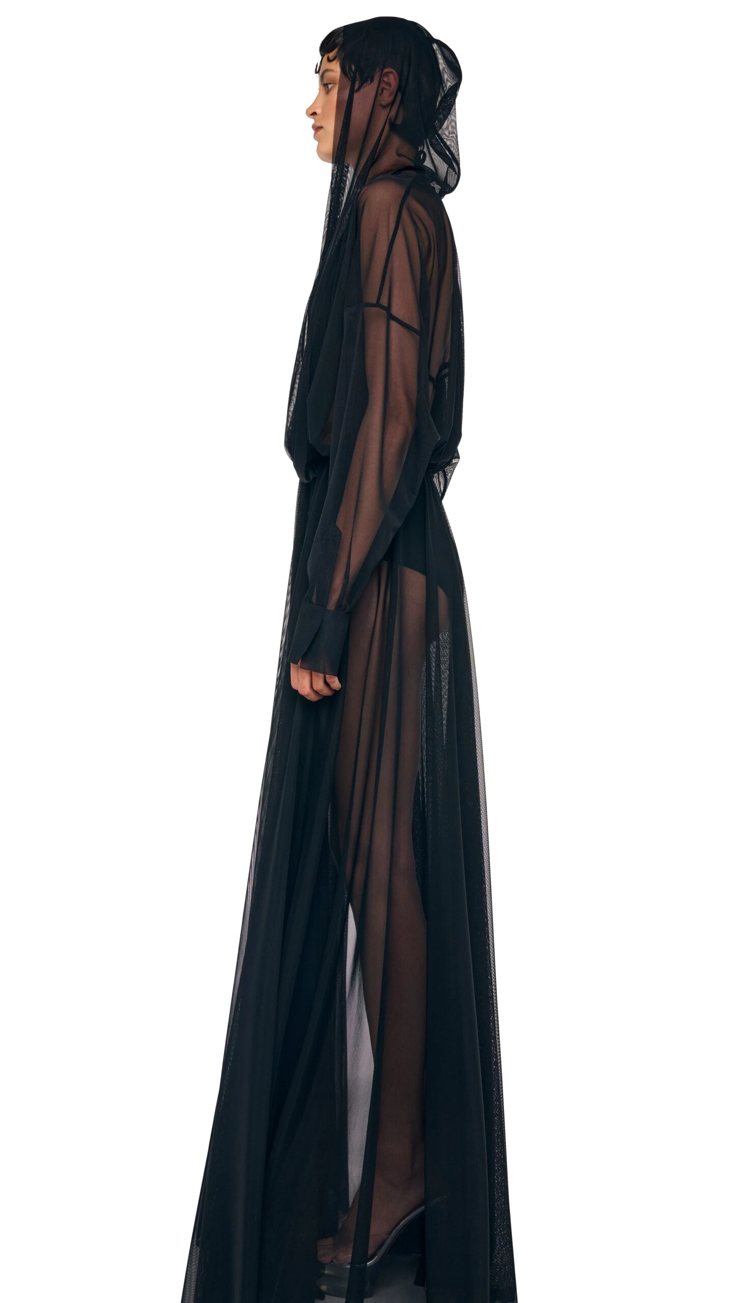 HOODED SUPER OS BF NK SHIRT FLARED GOWN 2 HOODED SUPER OS BF NK SHIRT FLARED GOWN - Image 2