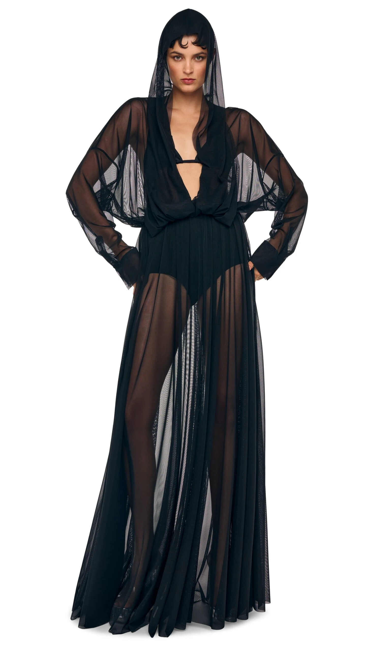 HOODED SUPER OS BF NK SHIRT FLARED GOWN 5 HOODED SUPER OS BF NK SHIRT FLARED GOWN - Image 5