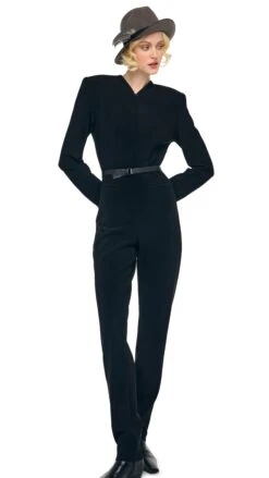 LS V NECK ZIP FRONT TAPERED JUMPSUIT -Norma Kamali 1 29 25f25nk04373