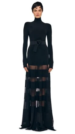 SPLICED FLARED SKIRT TO FLOOR