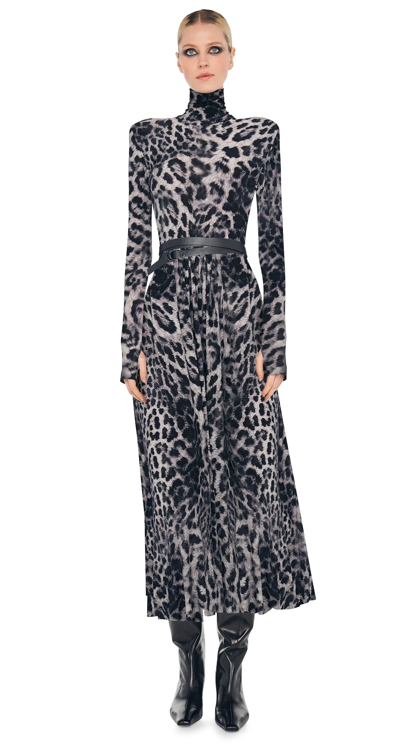 LS SHOULDER PAD TURTLE FLARED DRESS TO MIDCALF 1 LS SHOULDER PAD TURTLE FLARED DRESS TO MIDCALF