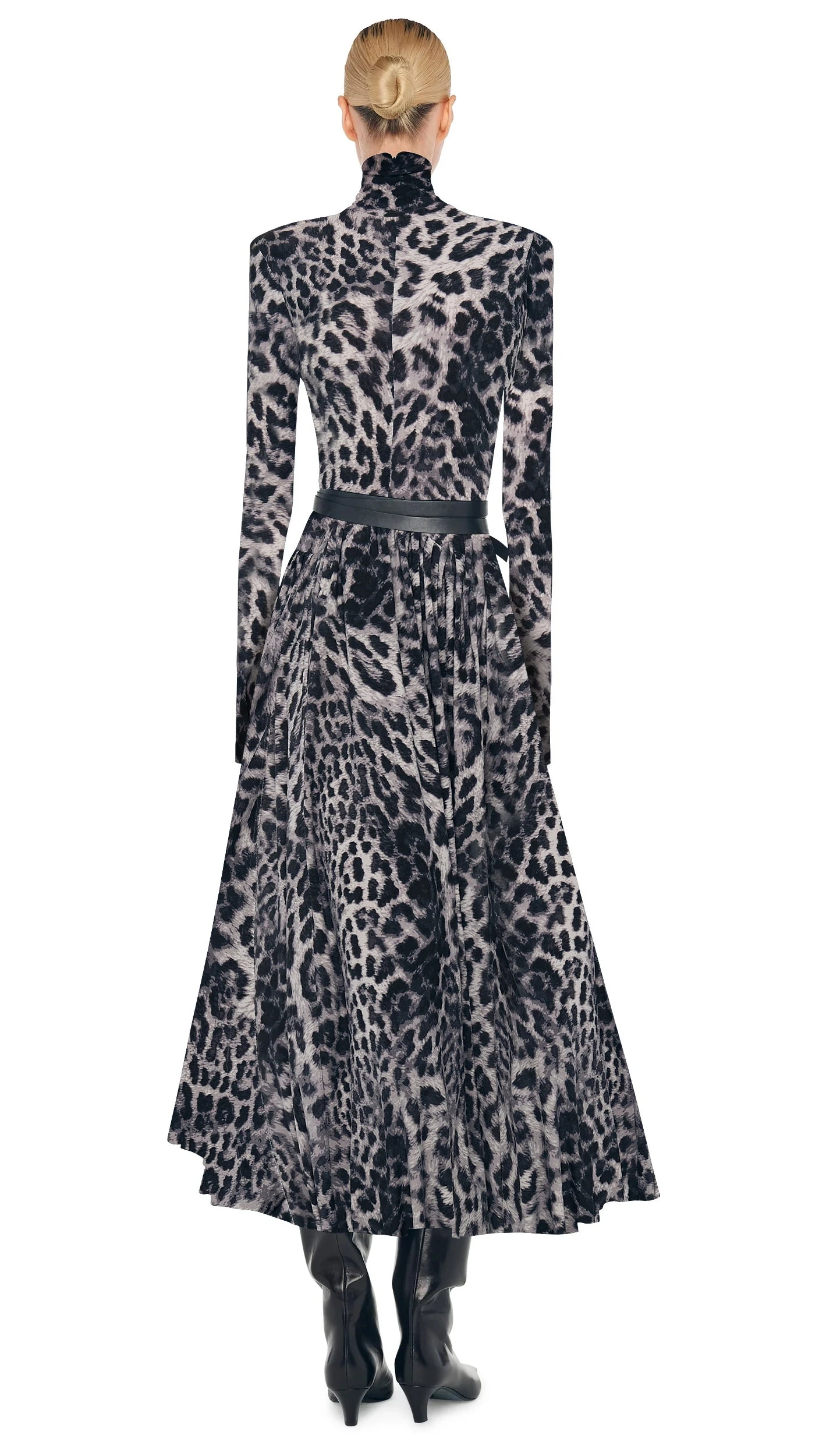 LS SHOULDER PAD TURTLE FLARED DRESS TO MIDCALF 2 LS SHOULDER PAD TURTLE FLARED DRESS TO MIDCALF - Image 2