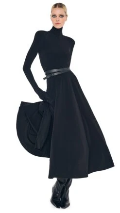 LS SHOULDER PAD TURTLE FLARED DRESS -Norma Kamali 1 30 24nk00561