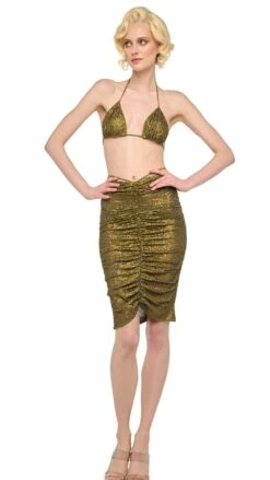 SHIRRED FRONT SKIRT TO KNEE