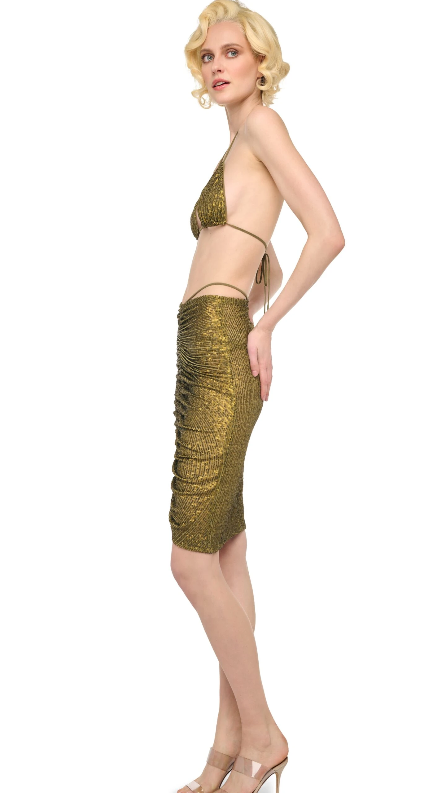 SHIRRED FRONT SKIRT TO KNEE 6 SHIRRED FRONT SKIRT TO KNEE - Image 6