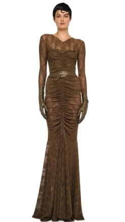 V NECK SHIRRED FRONT FISHTAIL GOWN -Norma Kamali 1 31 25f25nk11934