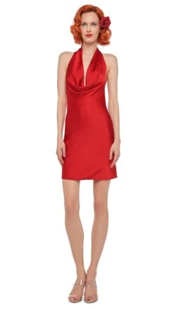 HALTER DRAPE MINI DRESS