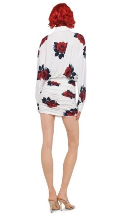 OVERSIZED BF NK SHIRT SHIRRED BOTTOM MINI DRESS -Norma Kamali 11 21 24pf25nk08019