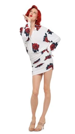 OVERSIZED BF NK SHIRT SHIRRED BOTTOM MINI DRESS -Norma Kamali 11 21 24pf25nk08043