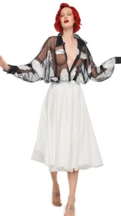 SUPER OVERSIZED BOYFRIEND NK SHIRT BODYSUIT -Norma Kamali 11 21 24pf25nk08949