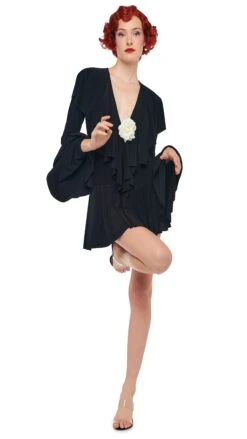 LS DEEP V RUFFLE MINI DRESS -Norma Kamali 11 21 24pf25nk09420