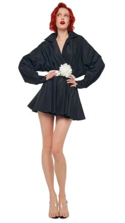 SUPER OS BF NK SHIRT FLARED MINI DRESS -Norma Kamali 11 21 24pf25nk10029