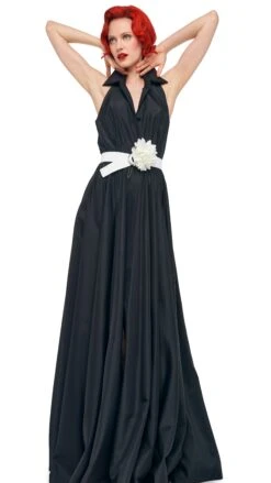 NK HALTER FLARED GOWN -Norma Kamali 11 21 24pf25nk10130