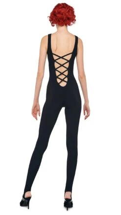 SLEEVELESS X CATSUIT W/ FOOTIE -Norma Kamali 11 21 24pf25nk10264