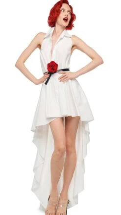 HI LOW NK HALTER FLARED DRESS 11 HI LOW NK HALTER FLARED DRESS -Norma Kamali 11 21 24pf25nk10570