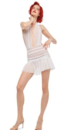 RUFFLE HALTER MINI DRESS 12 RUFFLE HALTER MINI DRESS -Norma Kamali 11 21 24pf25nk10911