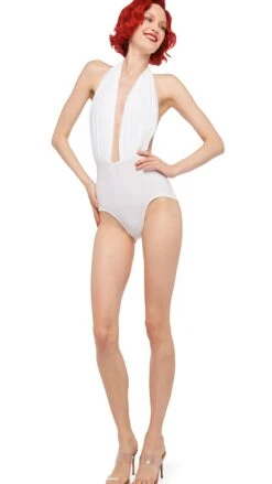 HALTER BODYSUIT -Norma Kamali 11 21 24pf25nk11033