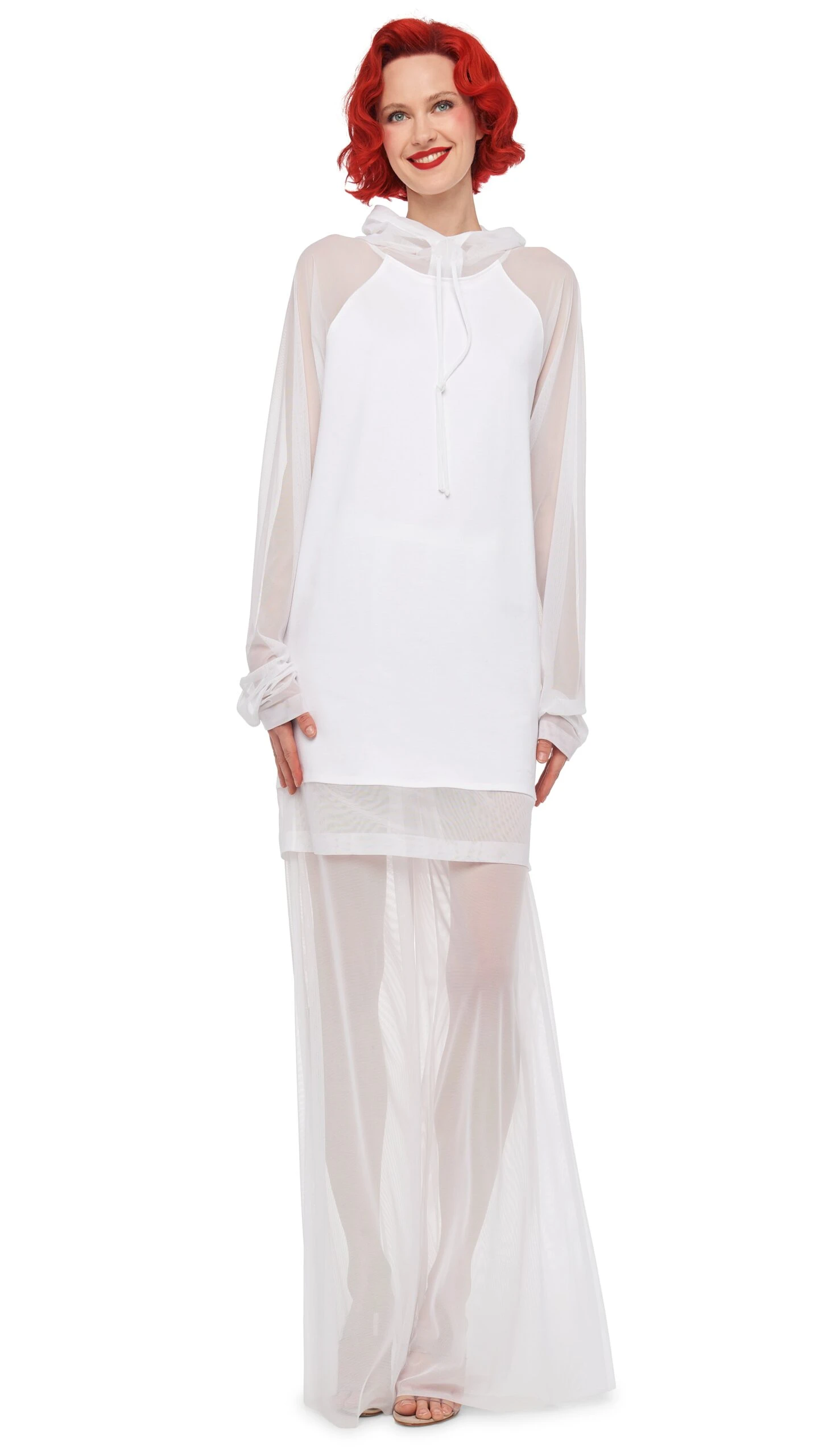 OVERSIZED RAGLAN SLEEVE HOODED MINI DRESS W/ MESH 7 OVERSIZED RAGLAN SLEEVE HOODED MINI DRESS W/ MESH - Image 7