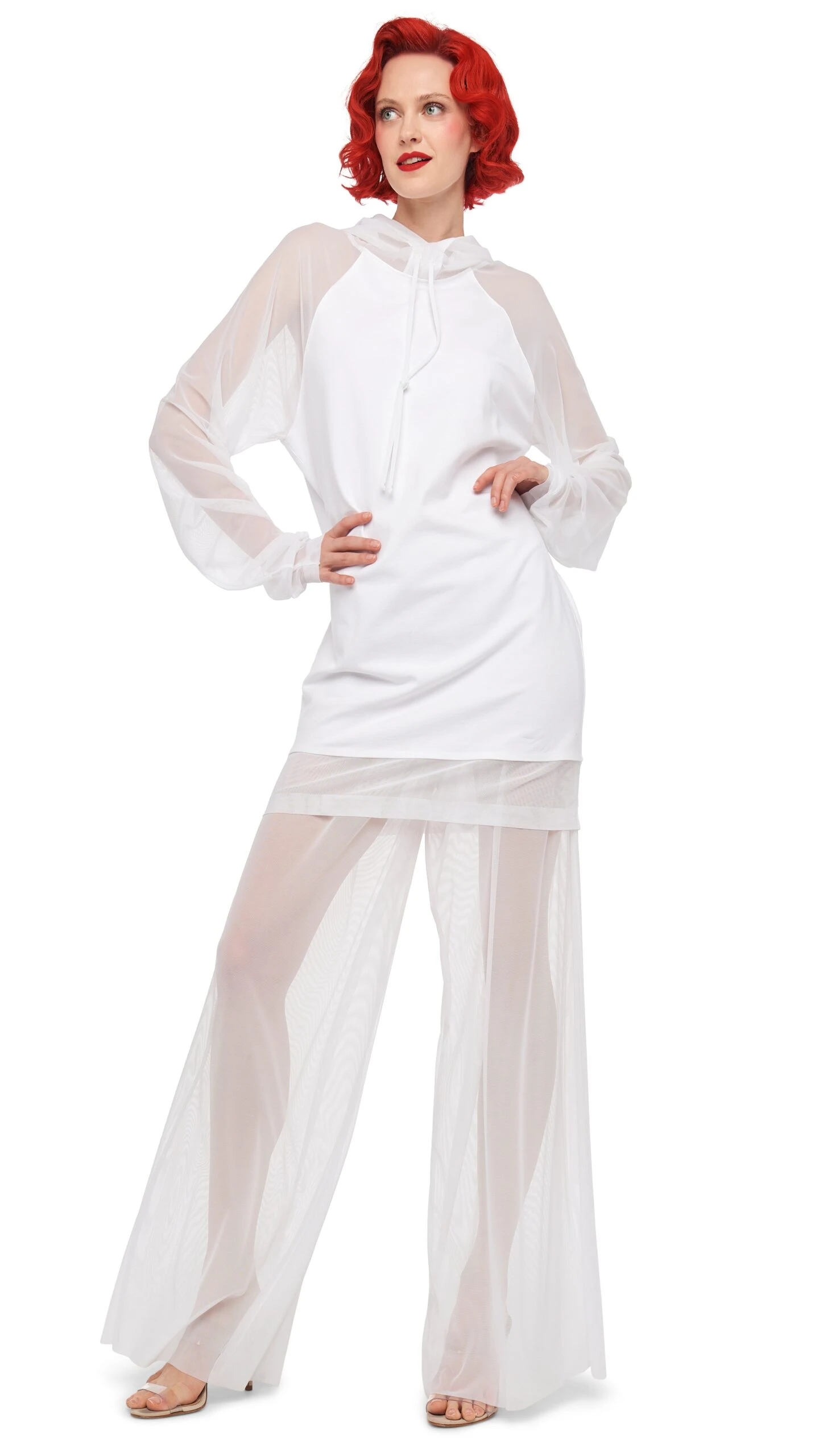 OVERSIZED RAGLAN SLEEVE HOODED MINI DRESS W/ MESH 10 OVERSIZED RAGLAN SLEEVE HOODED MINI DRESS W/ MESH - Image 10