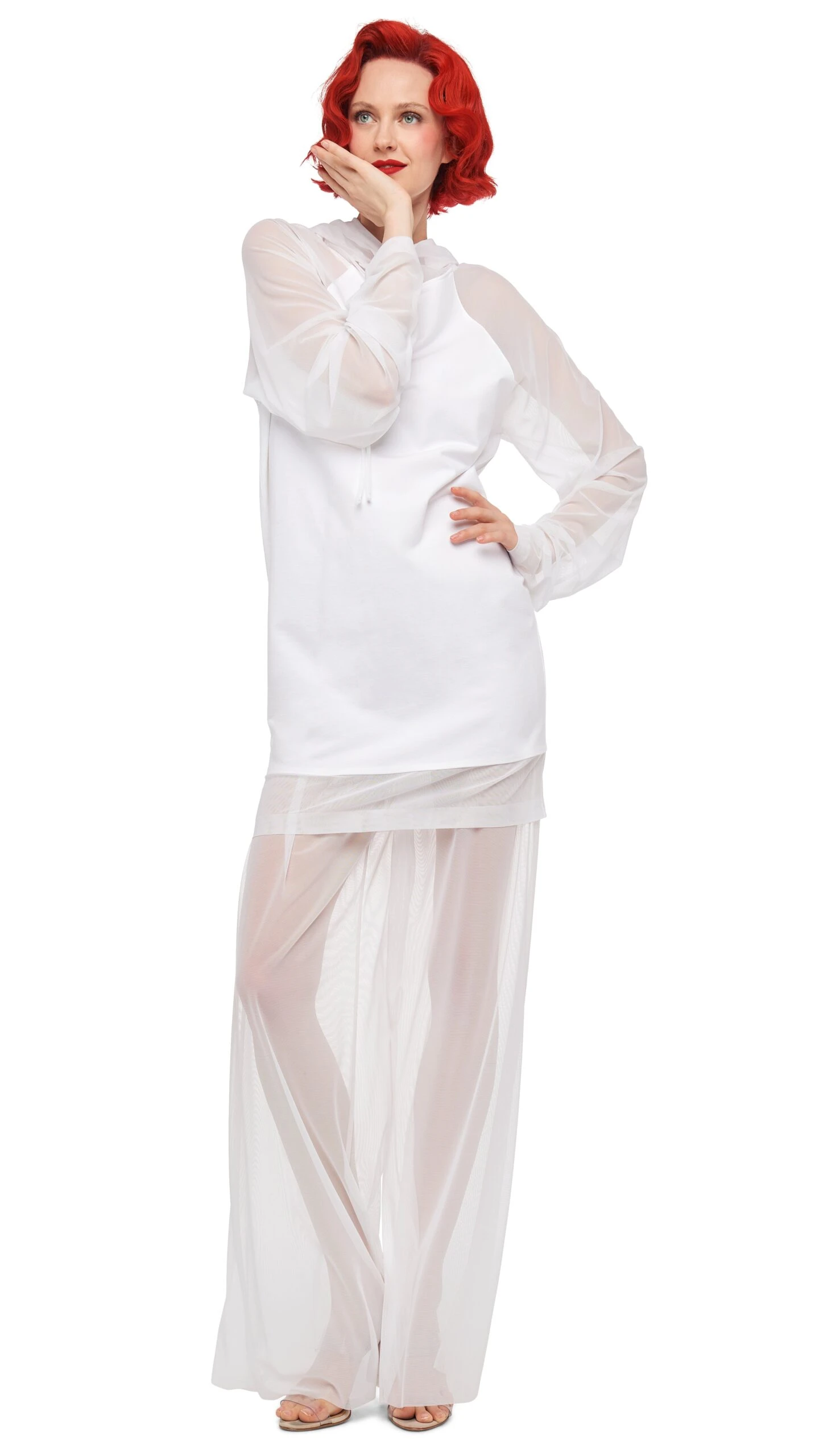 OVERSIZED RAGLAN SLEEVE HOODED MINI DRESS W/ MESH 11 OVERSIZED RAGLAN SLEEVE HOODED MINI DRESS W/ MESH - Image 11