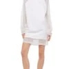 OVERSIZED RAGLAN SLEEVE HOODED MINI DRESS W/ MESH