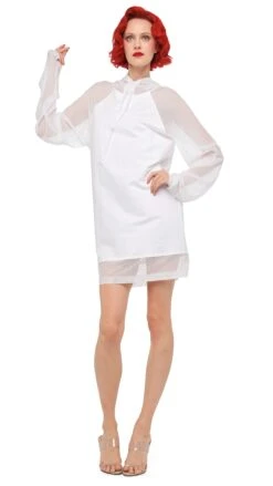 OVERSIZED RAGLAN SLEEVE HOODED MINI DRESS W/ MESH 17 OVERSIZED RAGLAN SLEEVE HOODED MINI DRESS W/ MESH -Norma Kamali 11 21 24pf25nk11878