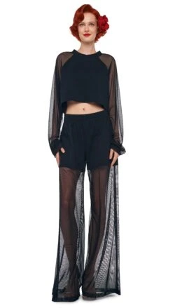 OVERSIZED RAGLAN SLEEVE CROPPED TOP W/ MESH