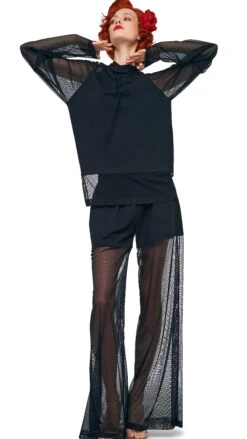 OS RAGLAN SLEEVE HOODED TOP W/ MESH -Norma Kamali 11 22 24pf25nk14971 f4750029 85a0 453b a220 820dfed74298