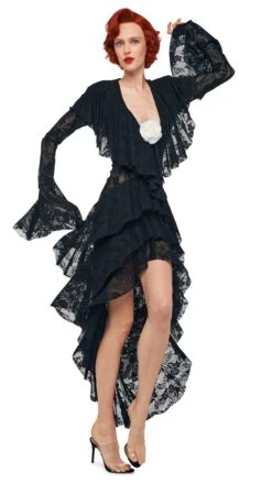 HI LOW LONG SLEEVE DEEP V RUFFLE GOWN 12 HI LOW LONG SLEEVE DEEP V RUFFLE GOWN -Norma Kamali 11 22 24pf25nk15951