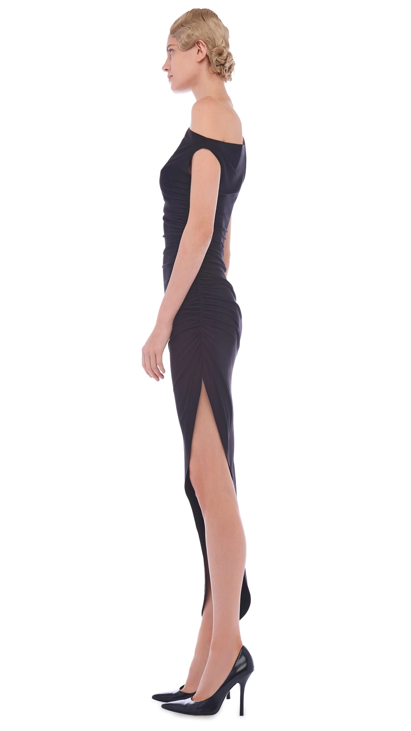 DROP SHOULDER SIDE DRAPE GOWN 2 DROP SHOULDER SIDE DRAPE GOWN - Image 2