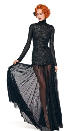 LS TURTLENECK COMBO FLARED GOWN 11 LS TURTLENECK COMBO FLARED GOWN -Norma Kamali 5 14 25res25nk00433