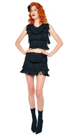 FRINGE MINI SKIRT 12 FRINGE MINI SKIRT -Norma Kamali 5 14 25res25nk00777