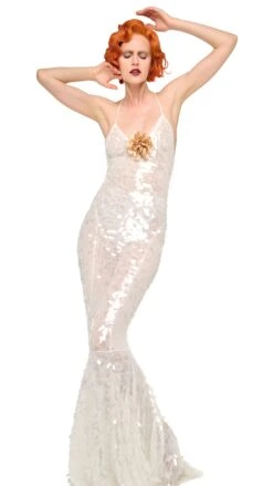 LOW BACK FARA SLIP FISHTAIL GOWN -Norma Kamali 5 14 25res25nk04042