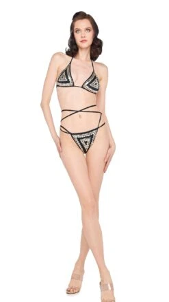 SWIM STUD ALL OVER CRISS CROSS BIKINI BRA / BOTTOM
