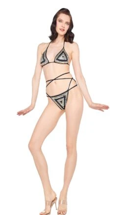 SWIM STUD ALL OVER CRISS CROSS BIKINI BRA / BOTTOM 12 SWIM STUD ALL OVER CRISS CROSS BIKINI BRA / BOTTOM -Norma Kamali 5 15 24 nk 13470