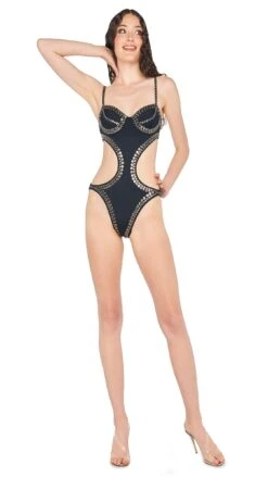 SWIM GUNMETAL STUD UNDERWIRE CUT OUT MIO