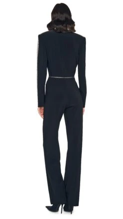 STUD ZIP FRONT STRAIGHT LEG JUMPSUIT -Norma Kamali 5 15 24nk07840