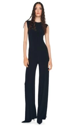 GUNMETAL STUD SLEEVELESS JUMPSUIT 11 GUNMETAL STUD SLEEVELESS JUMPSUIT -Norma Kamali 5 15 24nk08076