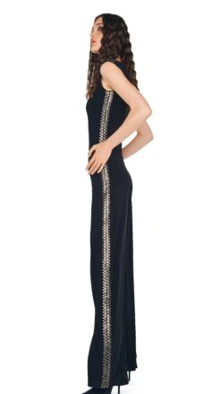 GUNMETAL STUD SLEEVELESS JUMPSUIT 14 GUNMETAL STUD SLEEVELESS JUMPSUIT -Norma Kamali 5 15 24nk08080