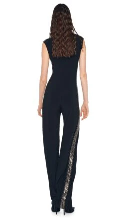 GUNMETAL STUD SLEEVELESS JUMPSUIT 10 GUNMETAL STUD SLEEVELESS JUMPSUIT -Norma Kamali 5 15 24nk08082