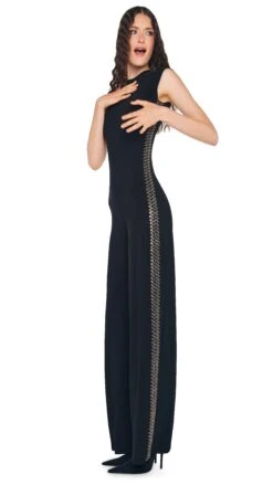 GUNMETAL STUD SLEEVELESS JUMPSUIT