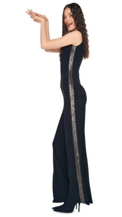 GUNMETAL STUD SLEEVELESS JUMPSUIT 13 GUNMETAL STUD SLEEVELESS JUMPSUIT -Norma Kamali 5 15 24nk08123