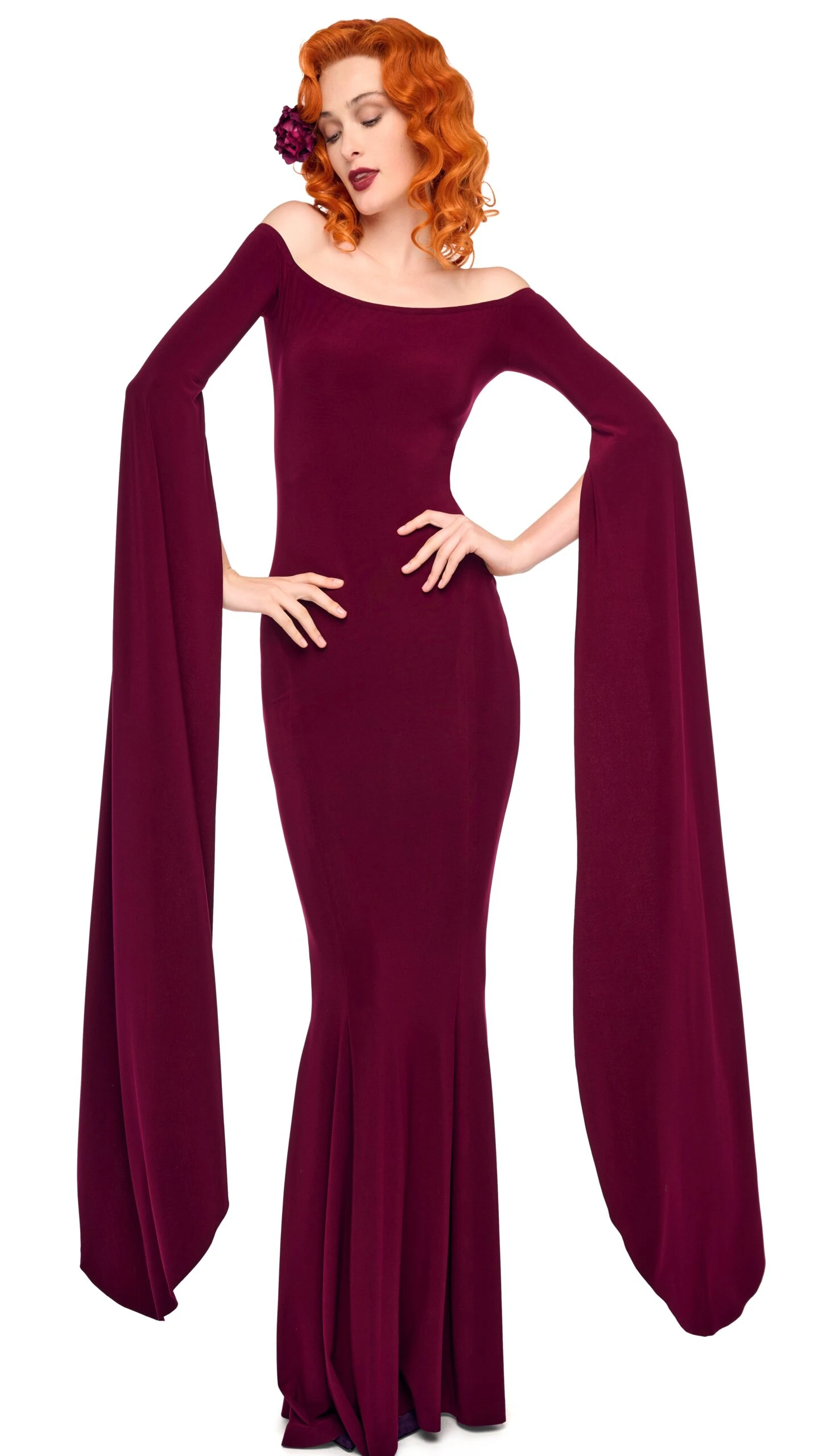 OFF SHOULDER RIBBON SLEEVE FISHTAIL GOWN 5 OFF SHOULDER RIBBON SLEEVE FISHTAIL GOWN - Image 5