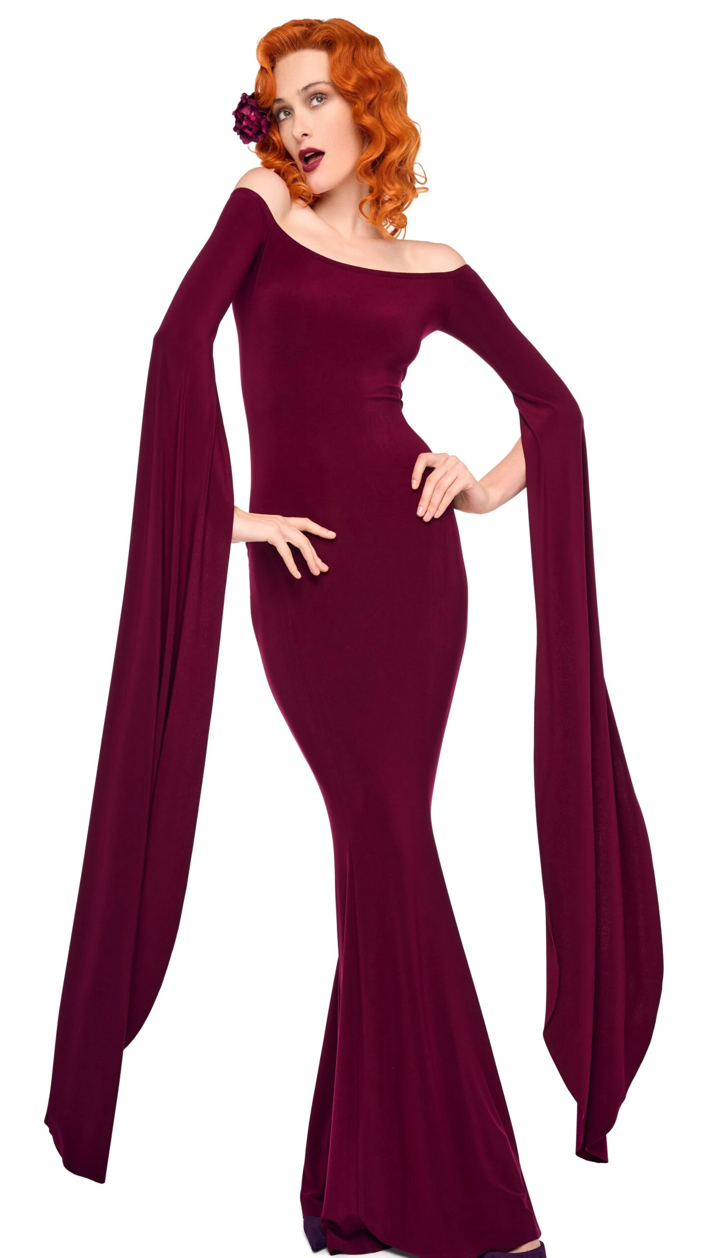 OFF SHOULDER RIBBON SLEEVE FISHTAIL GOWN 7 OFF SHOULDER RIBBON SLEEVE FISHTAIL GOWN - Image 7