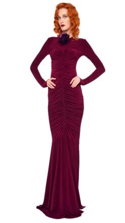 SHIRRED FRONT FISHTAIL GOWN