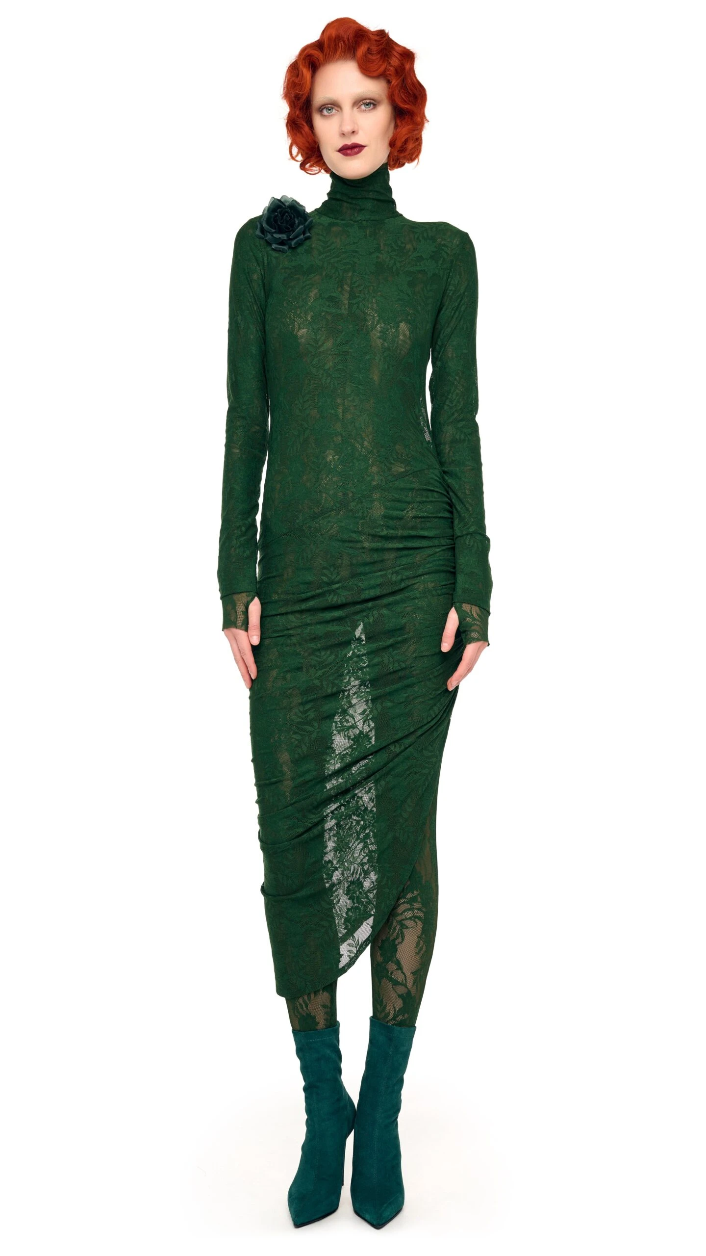 TURTLENECK SIDE DRAPE DRESS 4 TURTLENECK SIDE DRAPE DRESS - Image 4