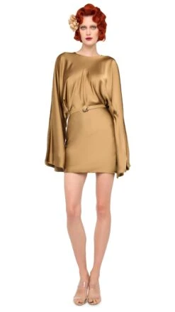 REVERSE OBIE MINI DRESS W/ LONG SLEEVE -Norma Kamali 5 16 25res25nk11572